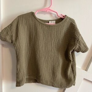 Kids Olive Green Short-Sleeve Textured Tee